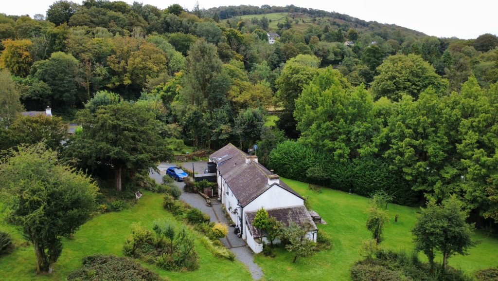tower wood cottage from above